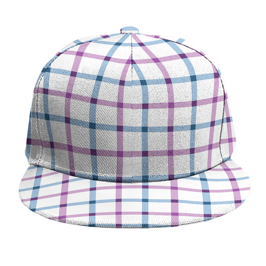Blue And Purple Tattersall Pattern Print Snapback Cap