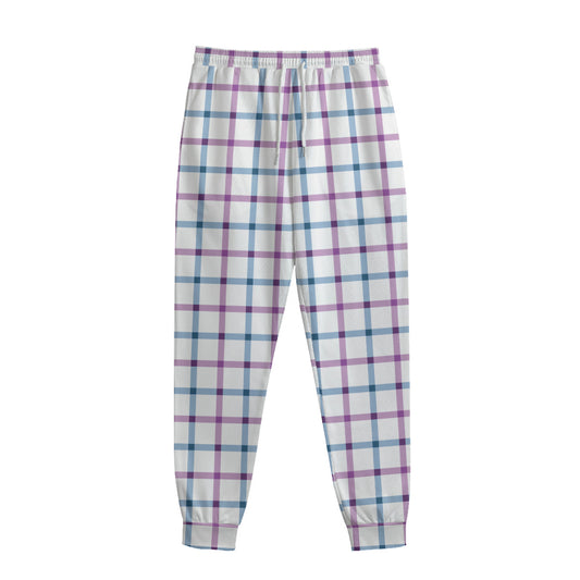 Blue And Purple Tattersall Pattern Print Sweatpants