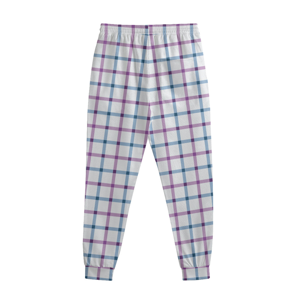 Blue And Purple Tattersall Pattern Print Sweatpants