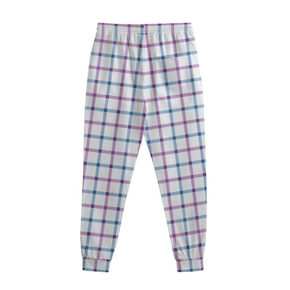 Blue And Purple Tattersall Pattern Print Sweatpants
