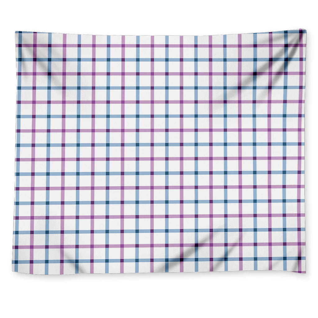 Blue And Purple Tattersall Pattern Print Tapestry