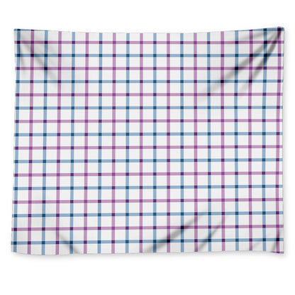 Blue And Purple Tattersall Pattern Print Tapestry