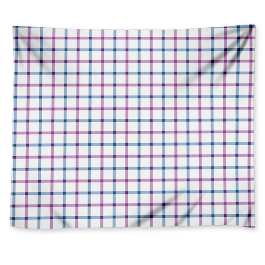 Blue And Purple Tattersall Pattern Print Tapestry