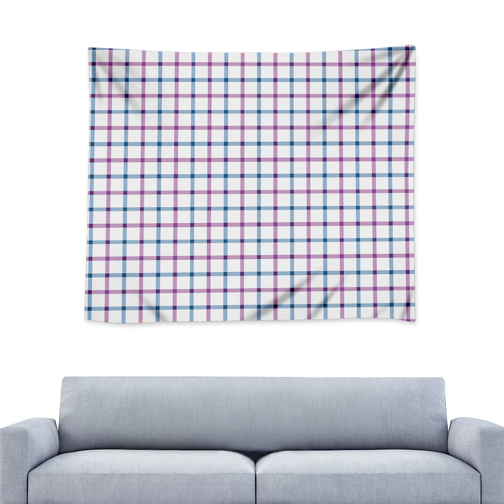 Blue And Purple Tattersall Pattern Print Tapestry