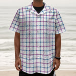 Blue And Purple Tattersall Pattern Print Textured Short Sleeve Shirt