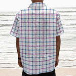 Blue And Purple Tattersall Pattern Print Textured Short Sleeve Shirt