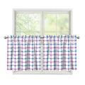Blue And Purple Tattersall Pattern Print Tier Curtains