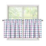 Blue And Purple Tattersall Pattern Print Tier Curtains
