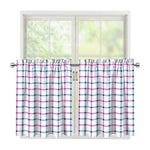 Blue And Purple Tattersall Pattern Print Tier Curtains