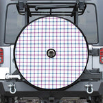 Blue And Purple Tattersall Pattern Print Tire Cover With Camera Hole