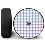 Blue And Purple Tattersall Pattern Print Tire Cover With Camera Hole