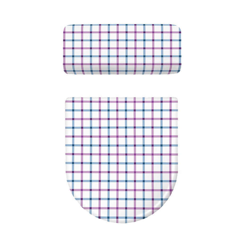 Blue And Purple Tattersall Pattern Print Toilet Lid And Tank Cover Set