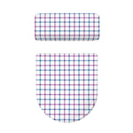 Blue And Purple Tattersall Pattern Print Toilet Lid And Tank Cover Set