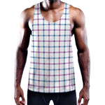 Blue And Purple Tattersall Pattern Print Training Tank Top