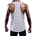 Blue And Purple Tattersall Pattern Print Training Tank Top