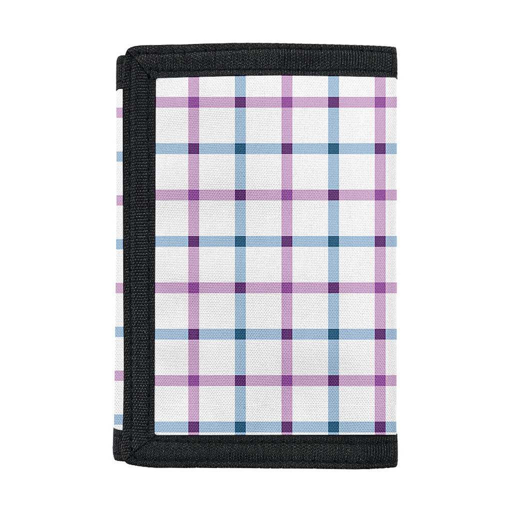 Blue And Purple Tattersall Pattern Print Trifold Wallet