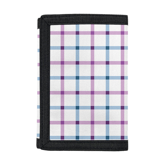 Blue And Purple Tattersall Pattern Print Trifold Wallet