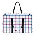 Blue And Purple Tattersall Pattern Print Utility Tote Bag