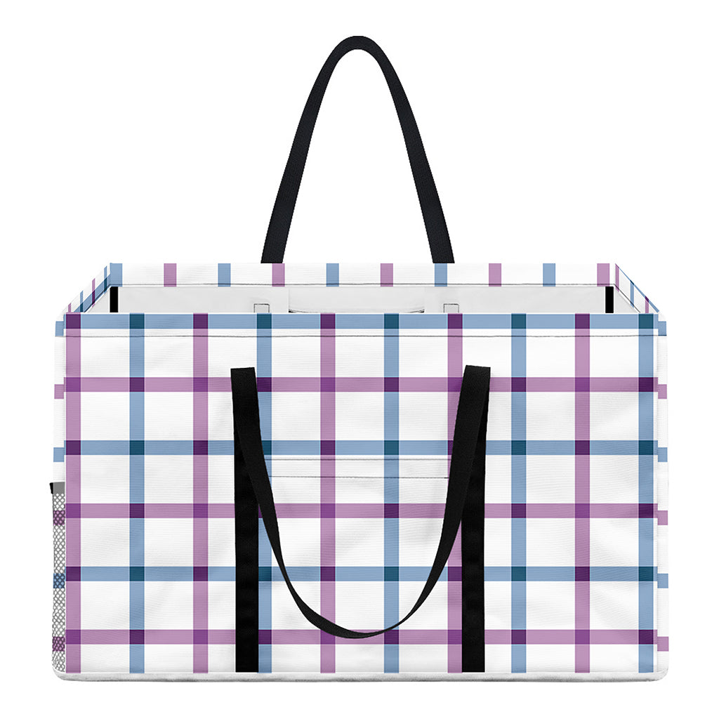 Blue And Purple Tattersall Pattern Print Utility Tote Bag