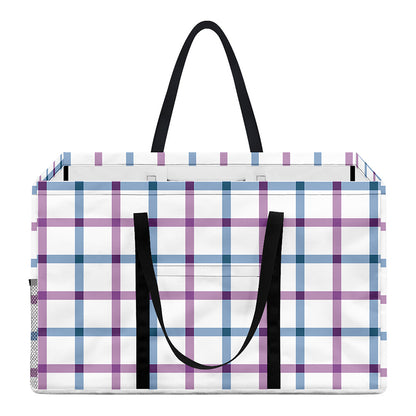 Blue And Purple Tattersall Pattern Print Utility Tote Bag