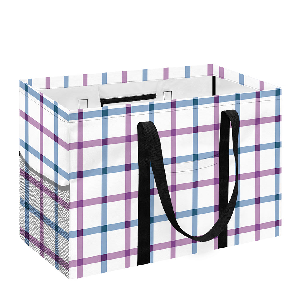 Blue And Purple Tattersall Pattern Print Utility Tote Bag
