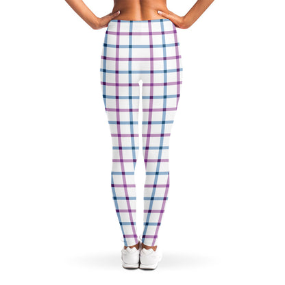 Blue And Purple Tattersall Pattern Print Women's Leggings