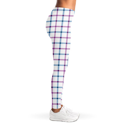 Blue And Purple Tattersall Pattern Print Women's Leggings
