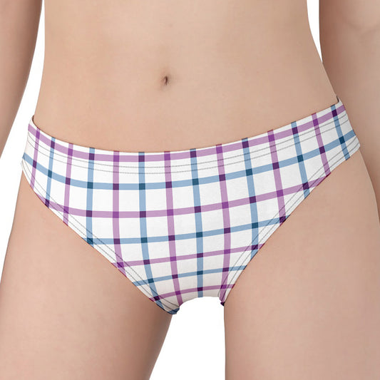 Blue And Purple Tattersall Pattern Print Women's Panties