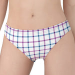 Blue And Purple Tattersall Pattern Print Women's Panties