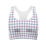 Blue And Purple Tattersall Pattern Print Women's Sports Bra