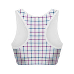 Blue And Purple Tattersall Pattern Print Women's Sports Bra
