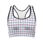 Blue And Purple Tattersall Pattern Print Women's Sports Bra