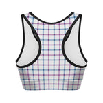 Blue And Purple Tattersall Pattern Print Women's Sports Bra