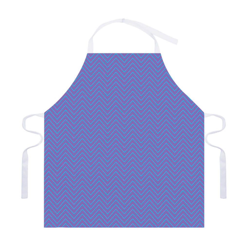 Blue And Purple Zigzag Pattern Print Adjustable Apron