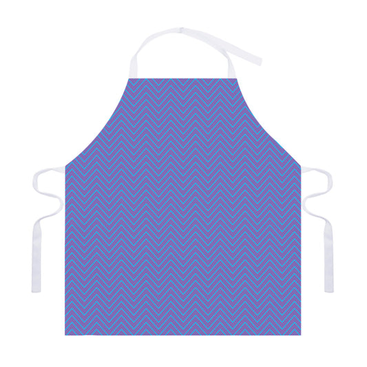 Blue And Purple Zigzag Pattern Print Adjustable Apron