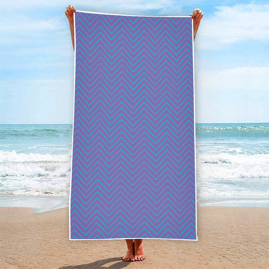 Blue And Purple Zigzag Pattern Print Beach Towel