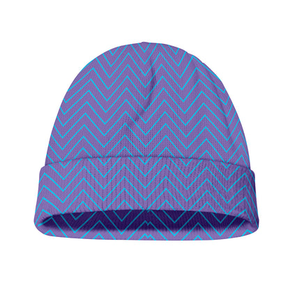 Blue And Purple Zigzag Pattern Print Beanie