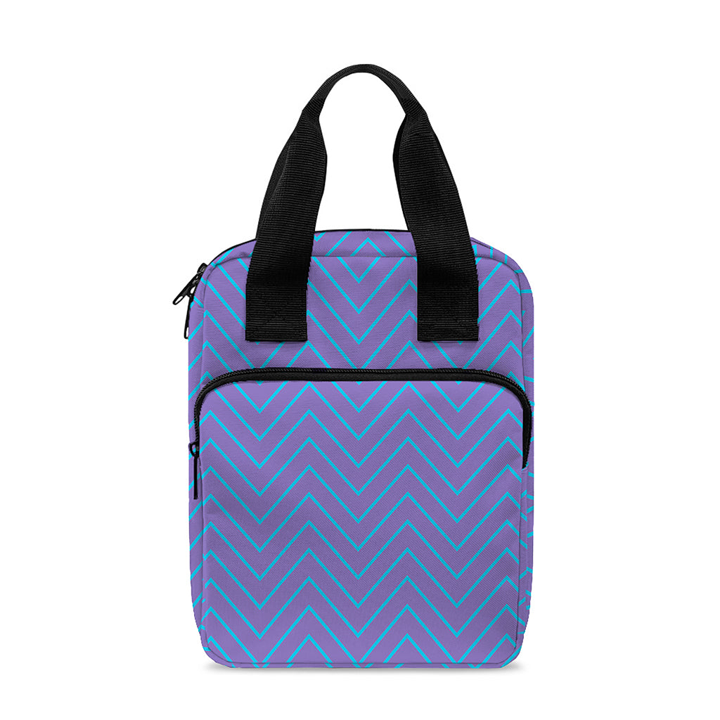 Blue And Purple Zigzag Pattern Print Bible Tote Bag