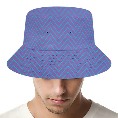 Blue And Purple Zigzag Pattern Print Bucket Hat