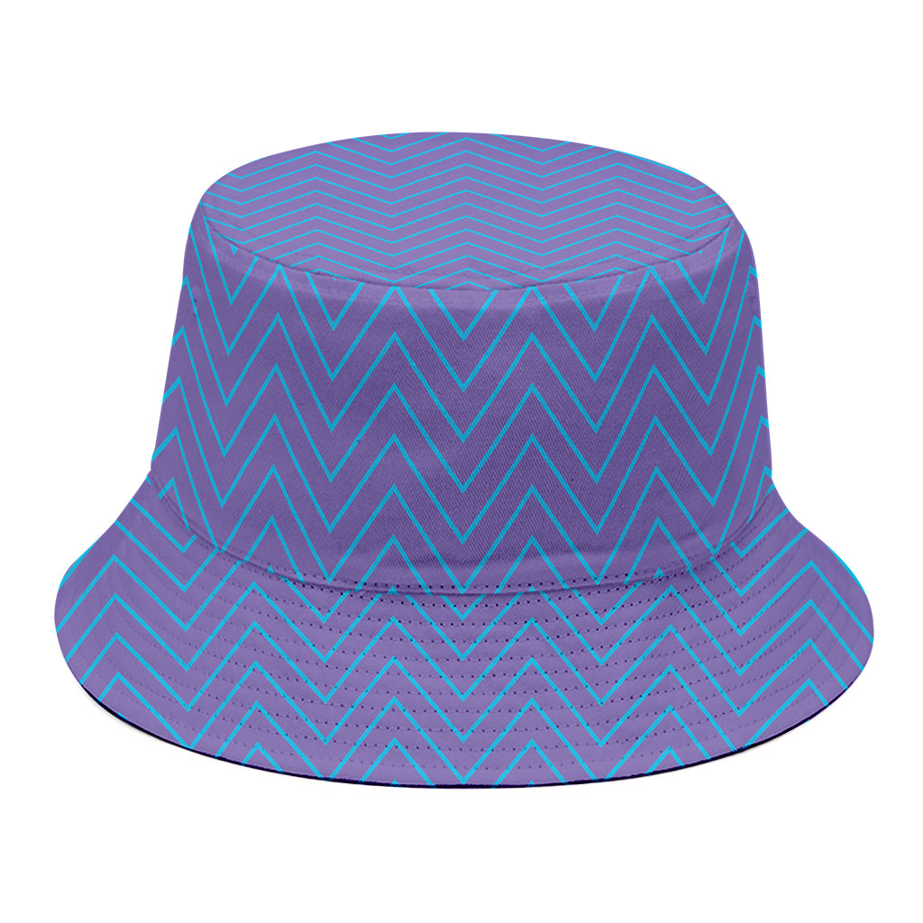 Blue And Purple Zigzag Pattern Print Bucket Hat