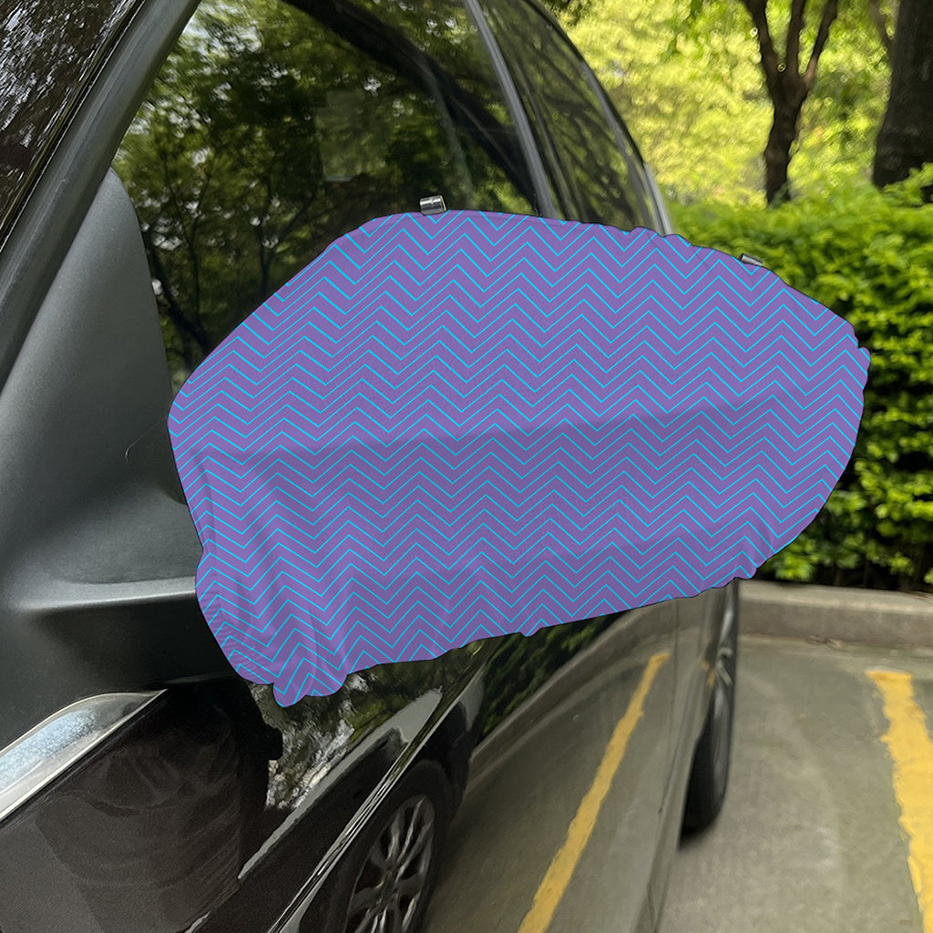 Blue And Purple Zigzag Pattern Print Car Side Mirror Covers