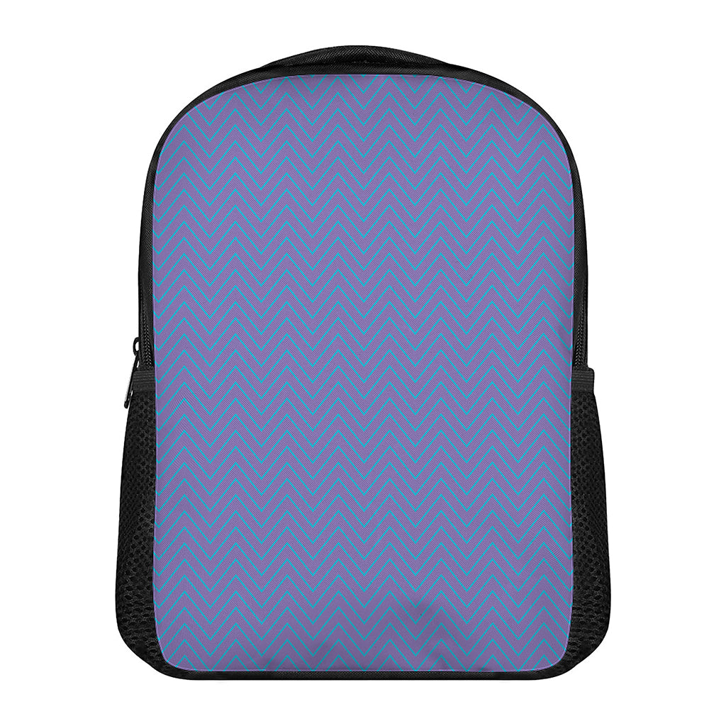Blue And Purple Zigzag Pattern Print Casual Backpack