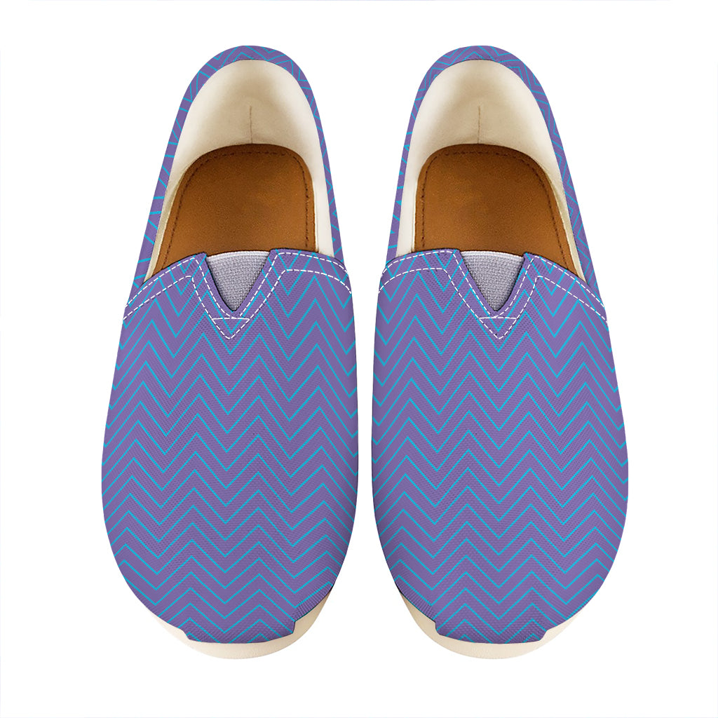 Blue And Purple Zigzag Pattern Print Casual Shoes