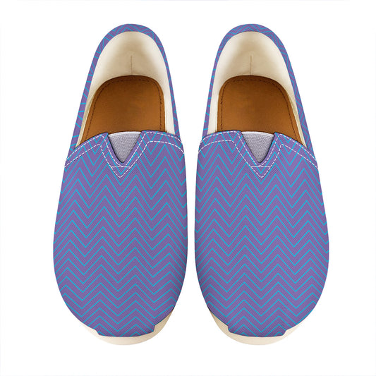Blue And Purple Zigzag Pattern Print Casual Shoes