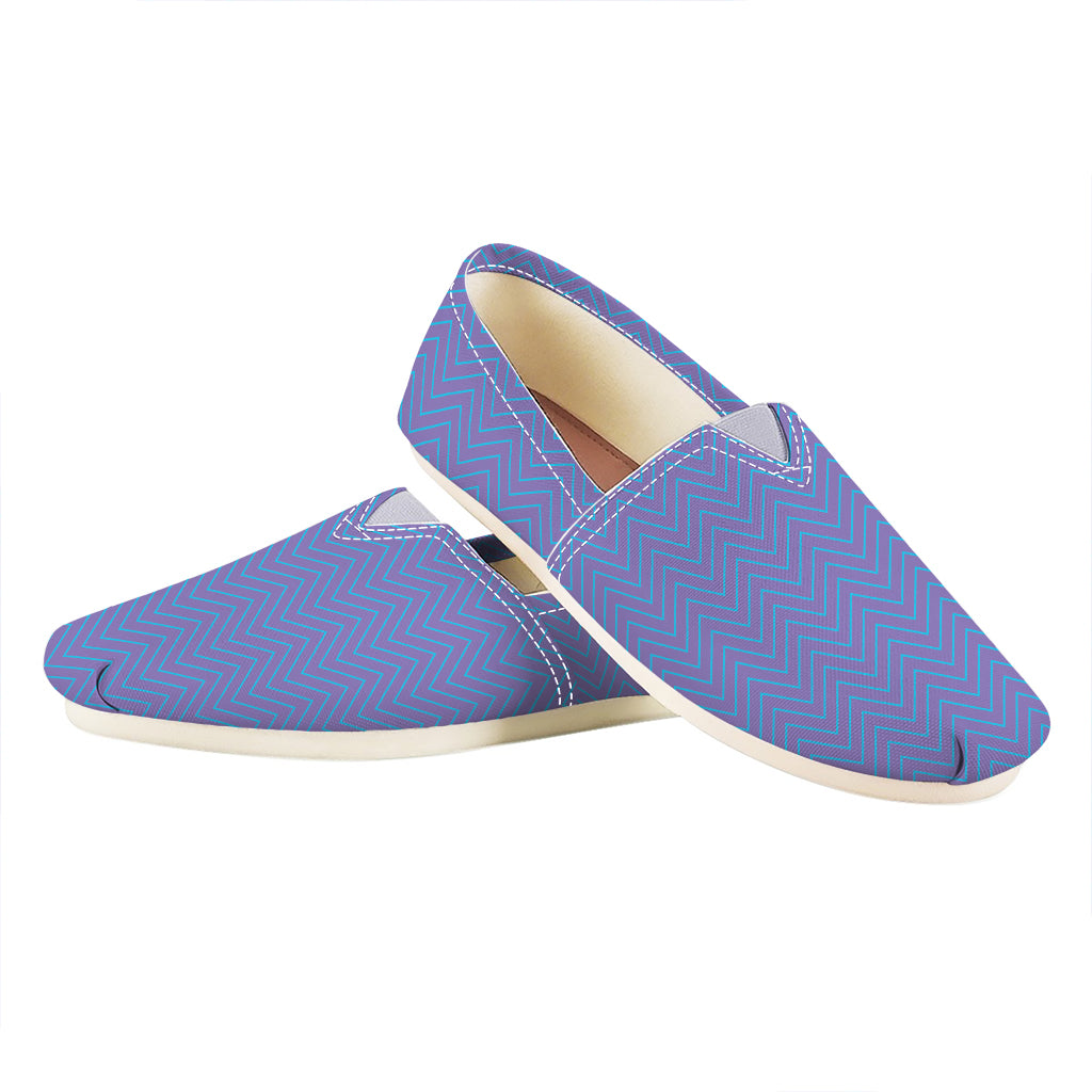 Blue And Purple Zigzag Pattern Print Casual Shoes