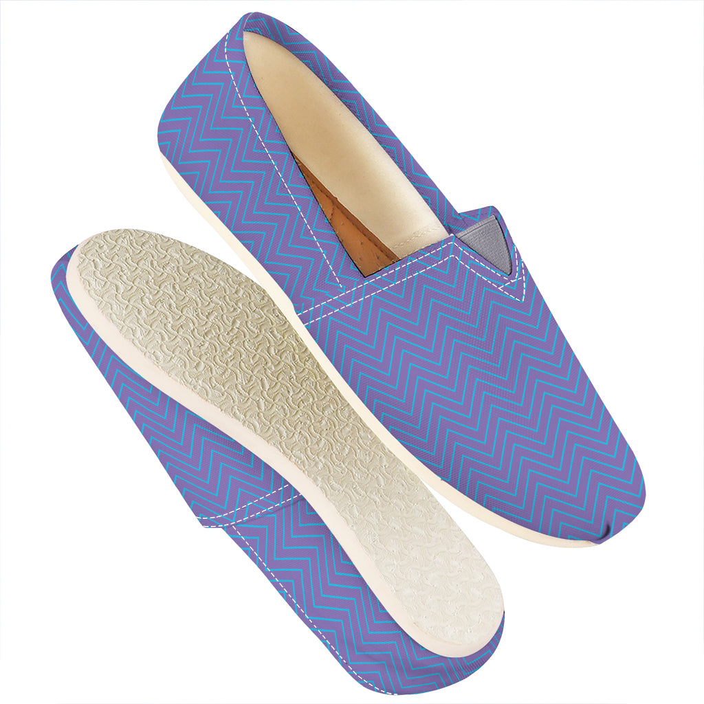 Blue And Purple Zigzag Pattern Print Casual Shoes