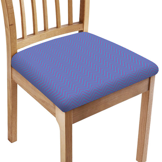 Blue And Purple Zigzag Pattern Print Chair Cushion Cover