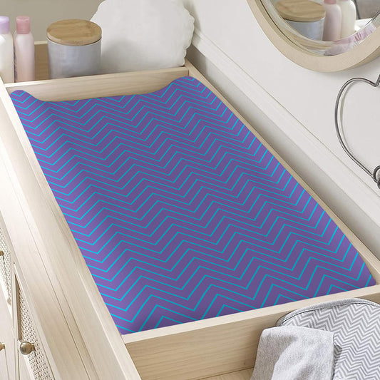 Blue And Purple Zigzag Pattern Print Changing Pad Cover
