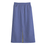 Blue And Purple Zigzag Pattern Print Cotton Front Slit Maxi Skirt