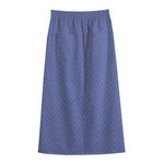 Blue And Purple Zigzag Pattern Print Cotton Front Slit Maxi Skirt